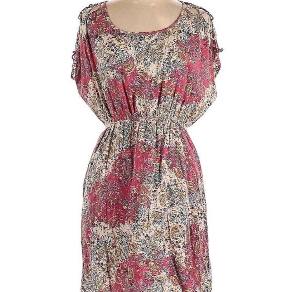 Angie Women Multicolor Paisley Round Neck Knee Length Fit And Flare Dress Size L